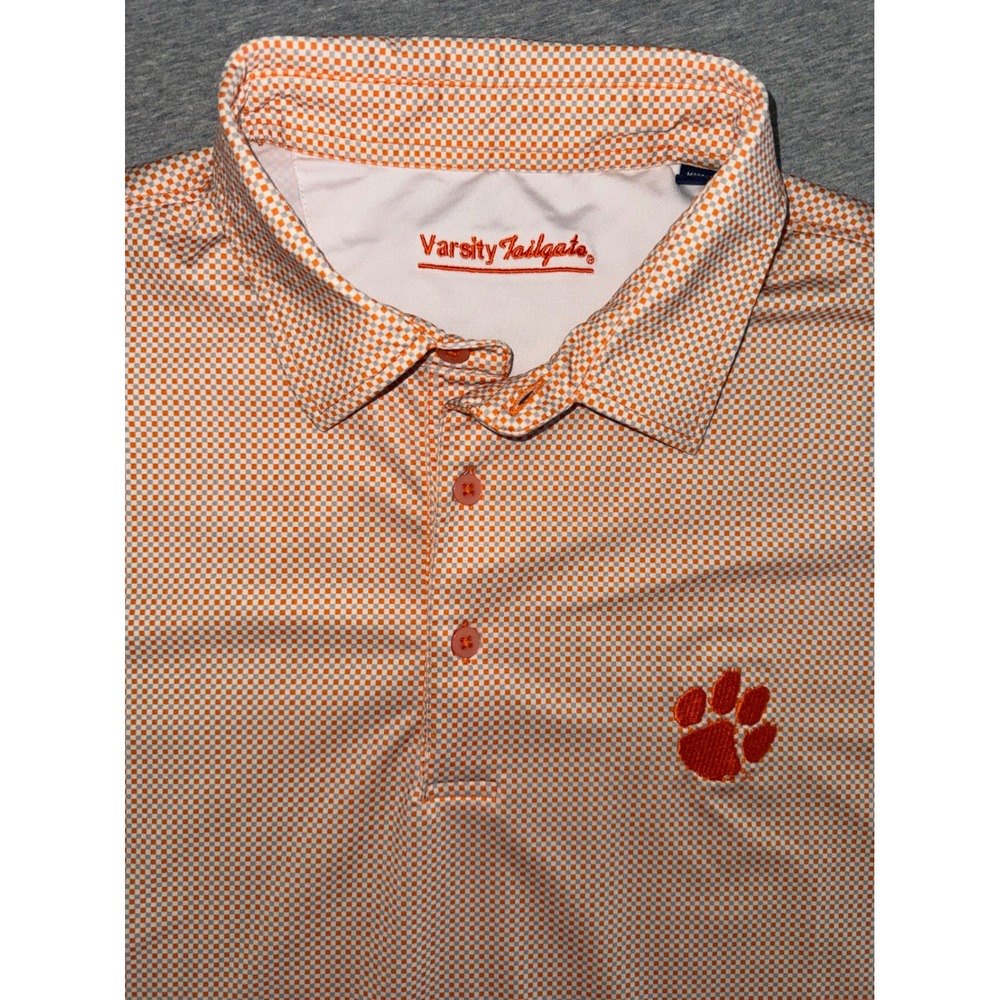 Clemson Tigers Performance Golf Polo Shirt Large Orange Embroidered Logo Stretch